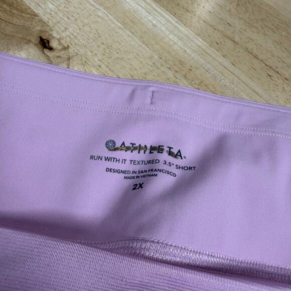 Athleta NWT Run With It Textured Short 3.5" Size 2X Running Shorts Pink Stretch - Picture 9 of 12